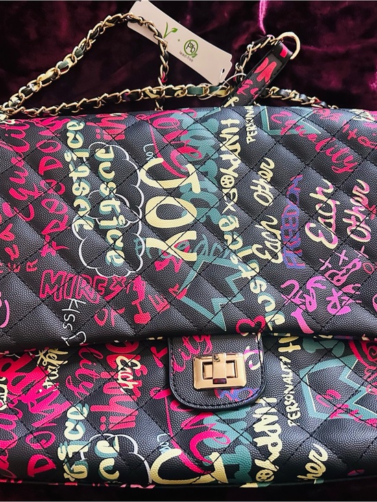 Handbags - NEW! ✨ Quilted Graffiti Print Chain Shoulder Bag & Matching Wallet  Multicolor
